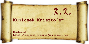Kubicsek Krisztofer névjegykártya
